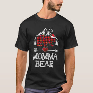 Red Plaid Momma Bear Buffalo Matching Family Pajam T-Shirt