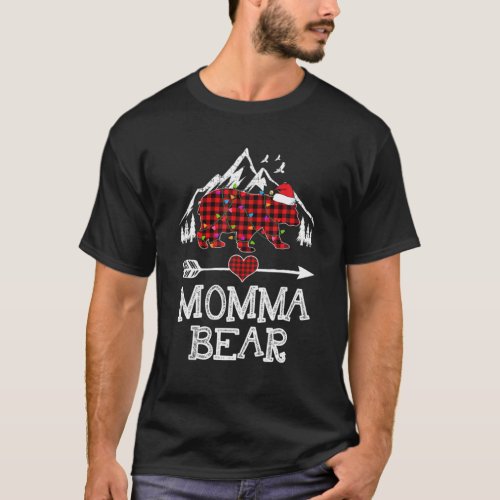 Red Plaid Momma Bear Buffalo Matching Family Pajam T_Shirt