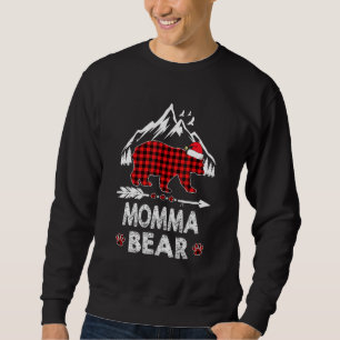 Red Plaid Momma Bear Christmas Pajama Matching Fam Sweatshirt