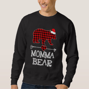 Red Plaid Momma Bear Matching Pajama Family Sweatshirt