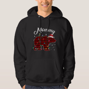 Red Plaid Mommy Bear Matching Buffalo Pajama Hoodie