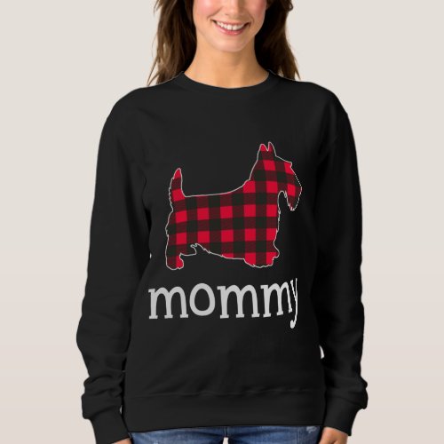 Red Plaid Mommy Scottie Dog Christmas Matching Fam Sweatshirt