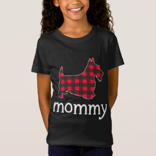 Red Plaid Mommy Scottie Dog Christmas Matching Fam T-Shirt