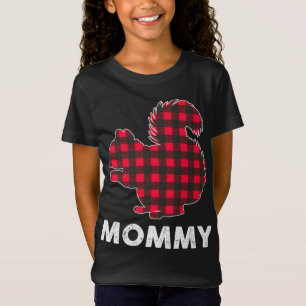Red Plaid Mommy Squirrel Christmas Matching Family T-Shirt