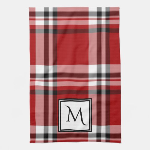 Red Plaid Monogram Kitchen Towel