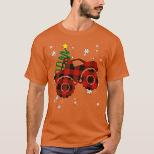 Red Plaid Monster Truck Buffalo Car Family Pajama  T-Shirt
