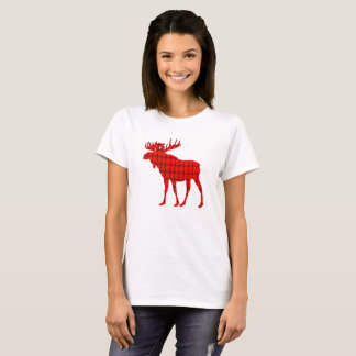 Red Plaid Moose T-Shirt