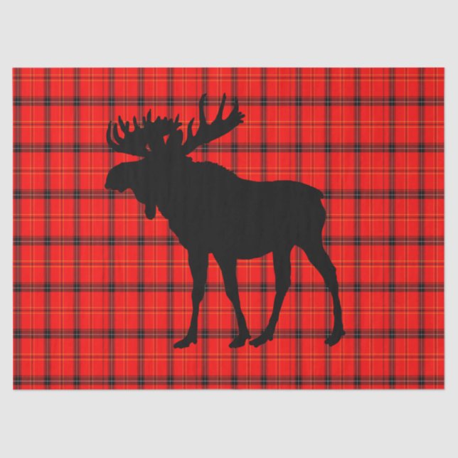 Red Plaid Moose Tissue Paper (Front)