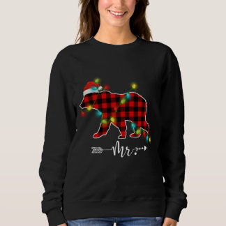 Red Plaid MR. Bear Christmas Matching Pajama Famil Sweatshirt