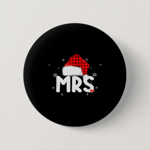 Red Plaid Mrs Claus Couples Matching Christmas Paj Button