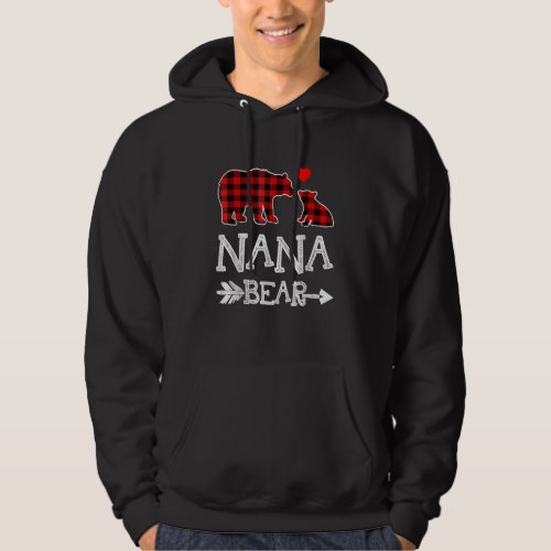 Red Plaid Nana Bear Christmas Pajama Matching Fami Hoodie