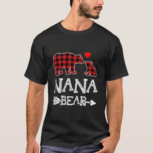 Red Plaid Nana Bear Christmas Pajama Matching Fami T_Shirt