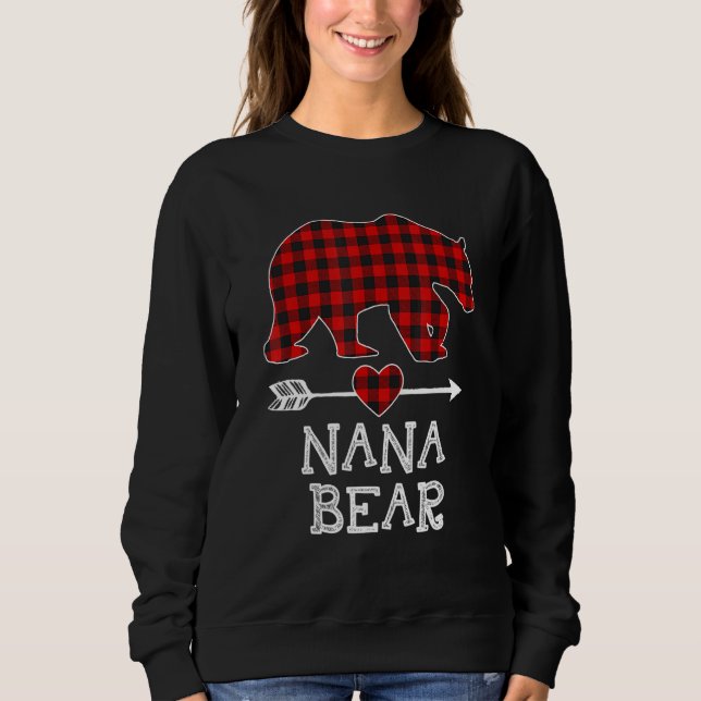 Red Plaid Nana Bear Matching Pajama Family Sweatshirt (Front)