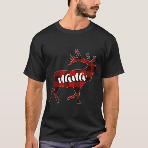 Red Plaid Nana Buffalo Matching Family Reindeer Gr T_Shirt