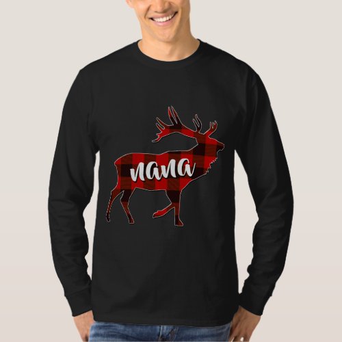 Red Plaid Nana Buffalo Matching Family Reindeer Gr T_Shirt