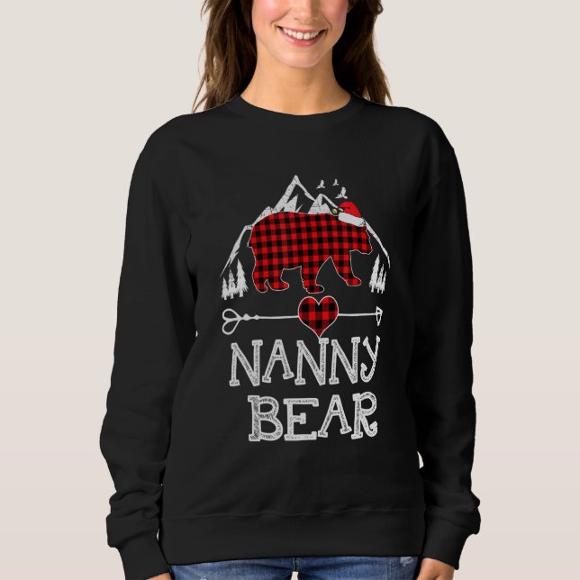 Red Plaid Nanny Bear  Matching Pajama Family Sweatshirt (Front)