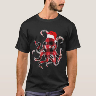 Red Plaid Octopus Pajama Family Buffalo Christmas  T-Shirt