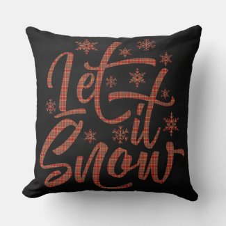 Red Plaid on Black Chalboard | Let It Snow