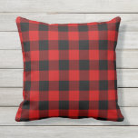 Red Plaid Outdoor Pillow<br><div class="desc">Red and Black pattern Pillow with a rustic lumberjack buffalo plaid.</div>