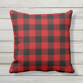 Red Plaid Outdoor Pillow