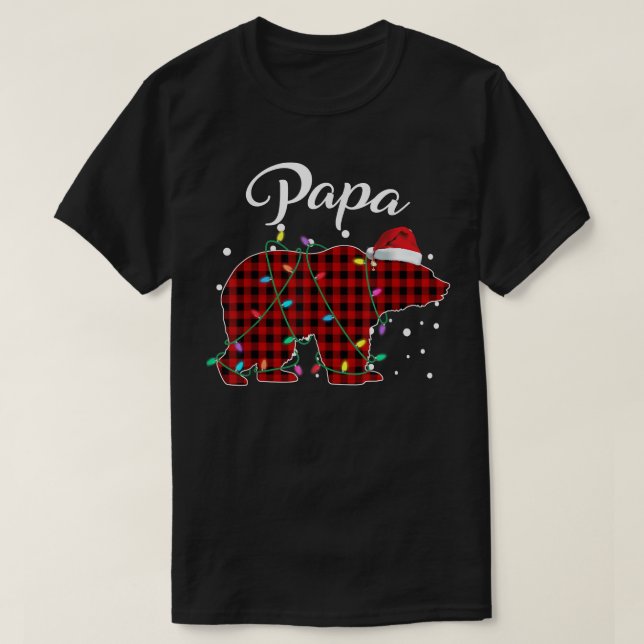 Red Plaid Papa Bear Matching Buffalo Pajama  T-Shirt (Design Front)