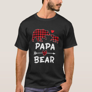 Red Plaid Papa Bear Xmas Funny Family Christmas Pa T-Shirt