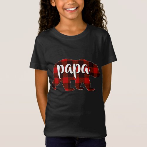 Red Plaid Papa Buffalo Matching Family Dad Pajama  T_Shirt