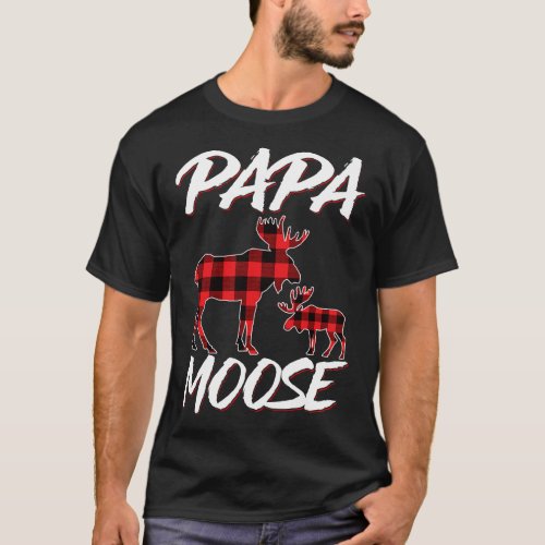 Red Plaid Papa Moose Matching Family Pajama Christ T_Shirt