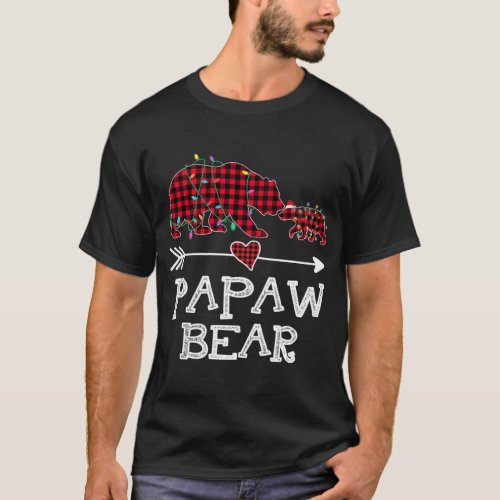 Red Plaid Papaw Bear Buffalo Family Papa Pajama Ch T_Shirt