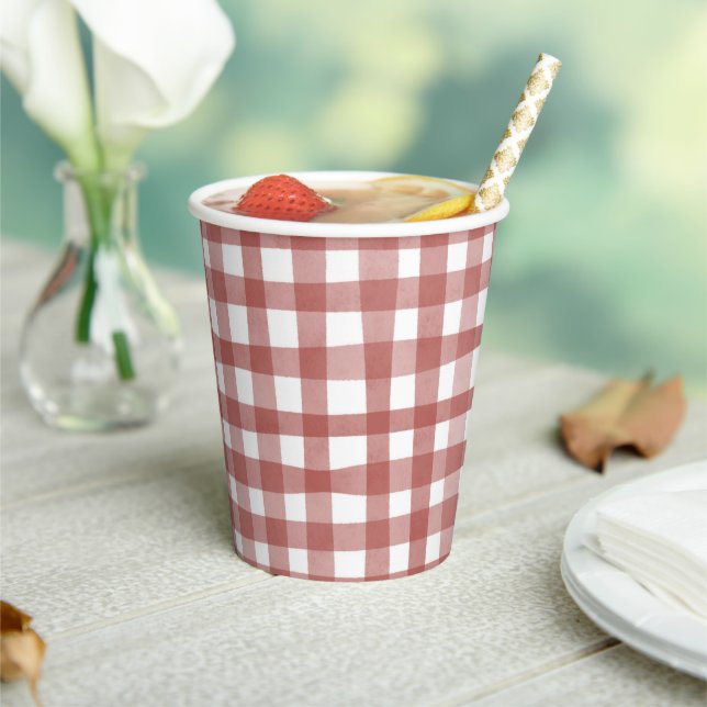 Red Plaid Paper Cups (Insitu)