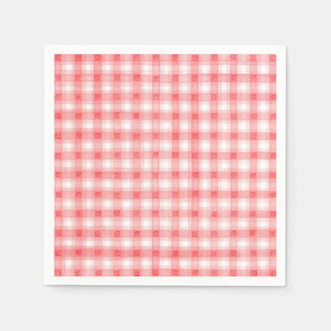 Red Plaid Paper Napkins (Front)