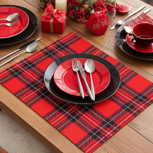 Red plaid paper placemat