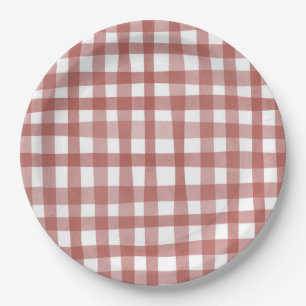 Red Plaid Paper Plates