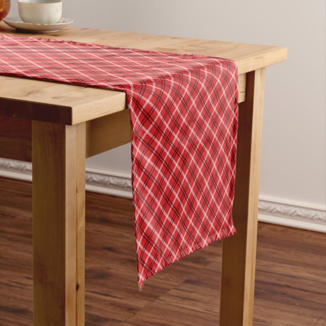 Red Plaid Pattern Short Table Runner (In Situ)
