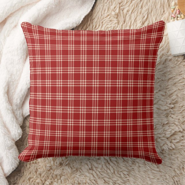 Red plaid pattern throw pillow (Blanket)