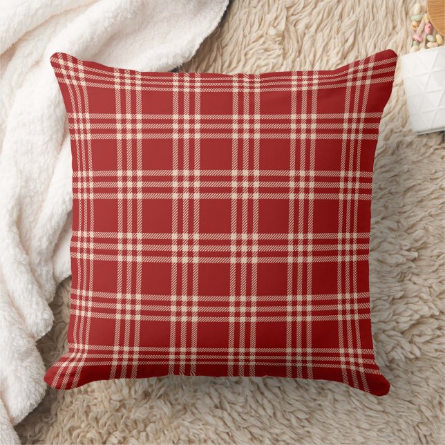 Red plaid pattern throw pillow (Blanket)