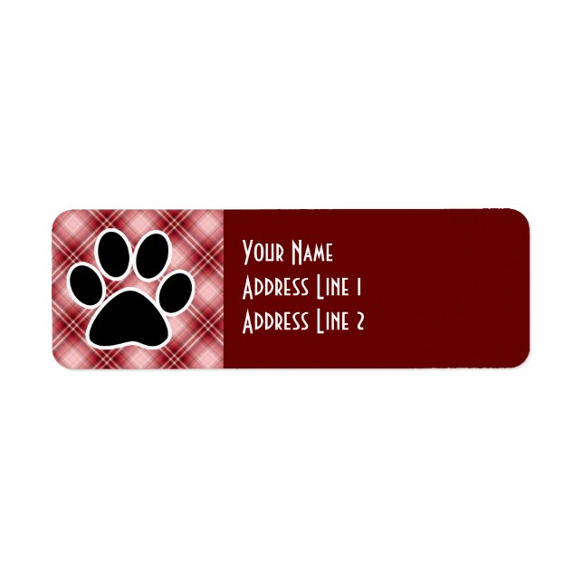 Red Plaid Paw Print Label (Front)