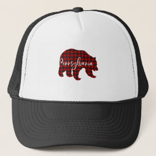 Red Plaid Pennsylvania Bear Matching Pajama Family Trucker Hat