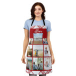 Red Plaid Personalized Family Photo Collage Name Apron