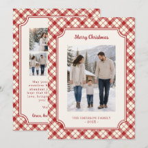 Red Plaid Photo Collage Christmas