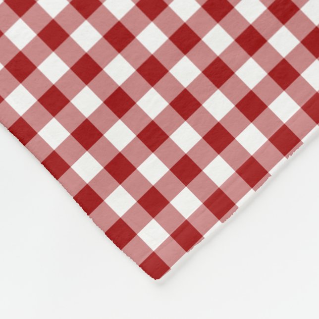 Red Plaid Picnic Fleece Blanket (Corner)