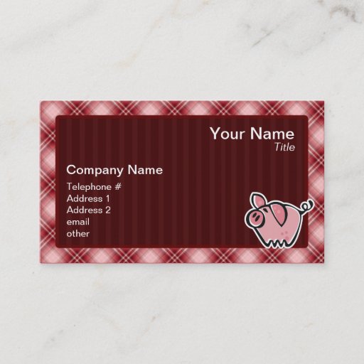 Customizable Red Plaid Pig Business Cards
