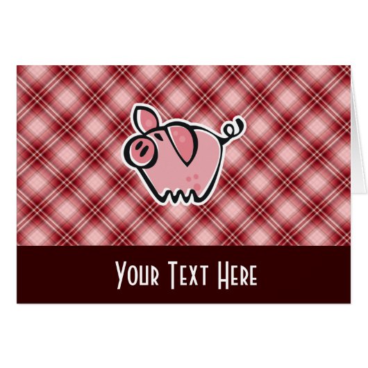 Red Plaid Pig Cards (Front Horizontal)