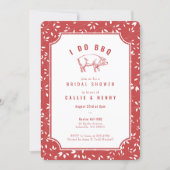 Red plaid pig I DO BBQ Bridal Shower Invitation (Front)