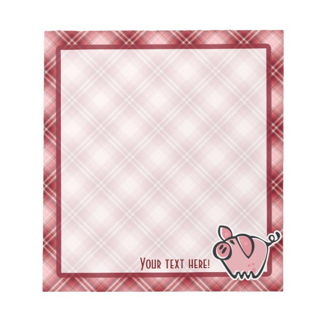 Red Plaid Pig Notepad (Front)