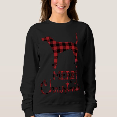 Red Plaid Plott Hound Lover Christmas Matching Fam Sweatshirt