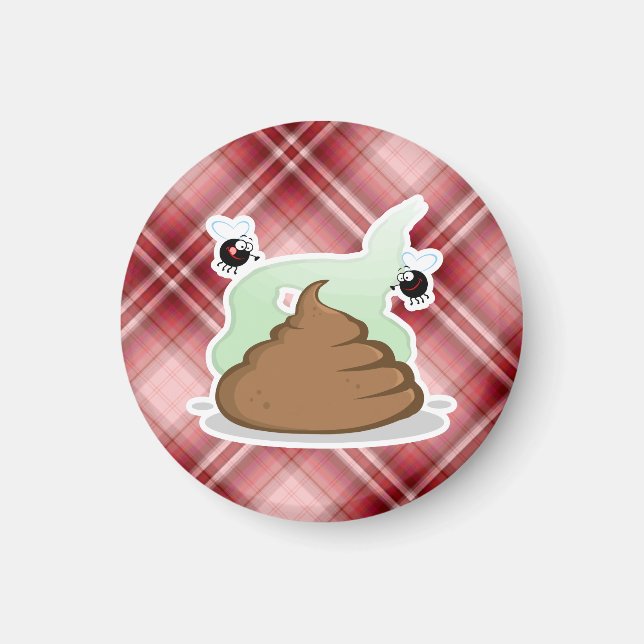 Red Plaid Poop Magnet (Front)