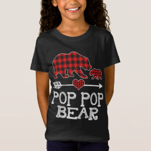 Red Plaid Pop Pop Bear One Cub Matching Buffalo Pa T-Shirt