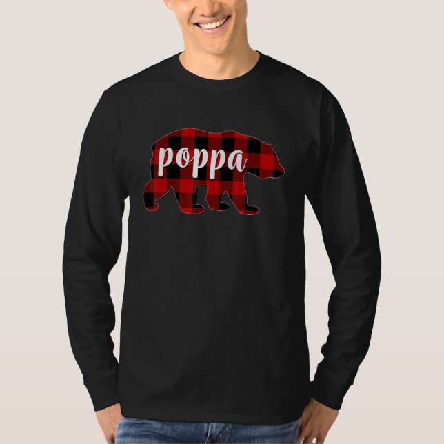 Red Plaid Poppa Bear Matching Family Buffalo Chris T-Shirt (Front)
