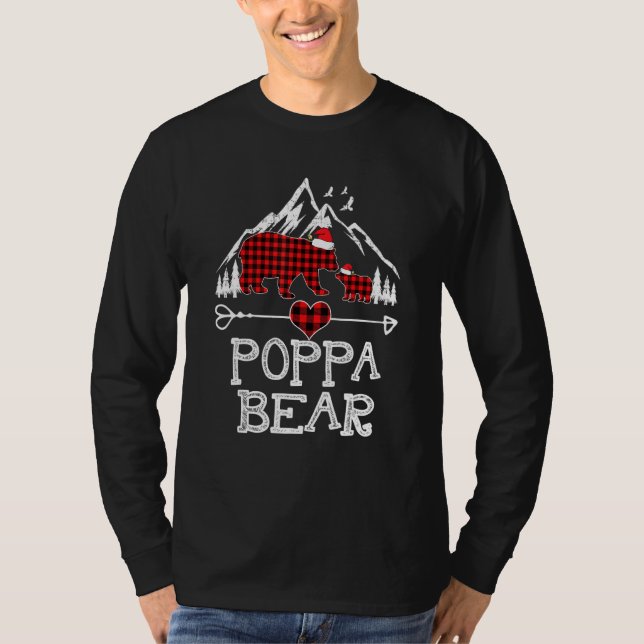 Red Plaid Poppa Bear  Matching Pajama Family  1 T-Shirt (Front)